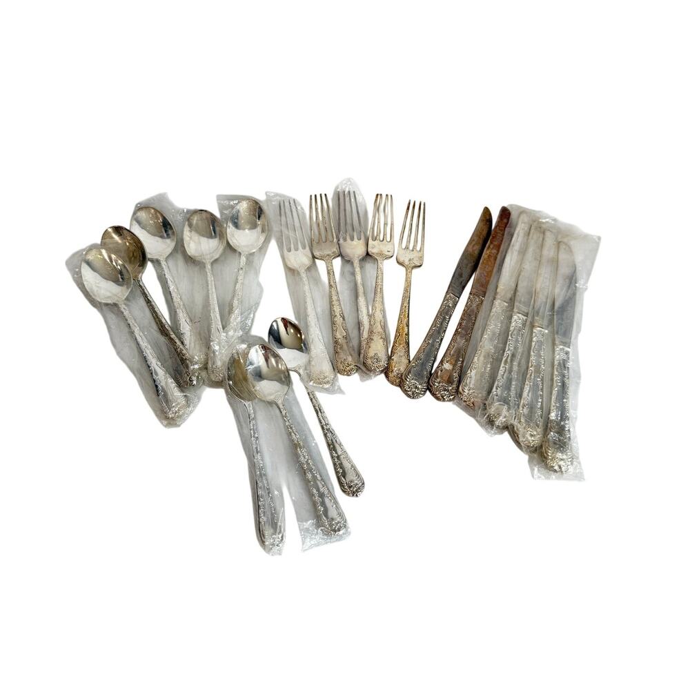 19 Piece Silverplate William Rogers & Son Flatware Set New Vintage Some Wrapped